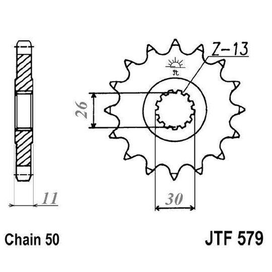 Reťazové koliečko JT JTF 579-18RB 18T, 530 pogumované